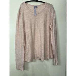 WILT Size Large Long Sleeve Pale Pink Baby Fit Long Sleeve Shrunken Crew Top